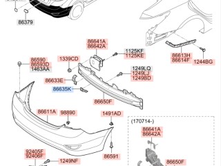 Кронштейн бампера левый задний, ориг. номер 866351R200, Hyundai Accent (Solaris) 2010-2019