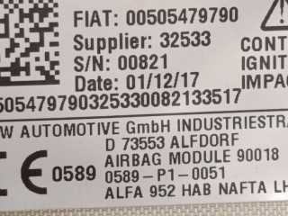 подушка безопасности боковая (шторка) левая, ориг. номер 00505479790, Alfa Romeo Giulia 2 поколение 2015-2020