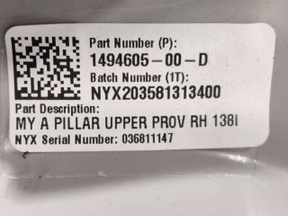 Накладка стойки А, ориг. номер 1494605-00-D, Tesla Model Y 2020-2026