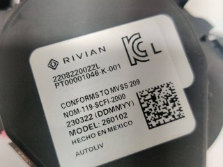 Ремень безопасности 2-го ряда сидений, ориг. номер PT00001046-K-001, Rivian R1T 2021-2024