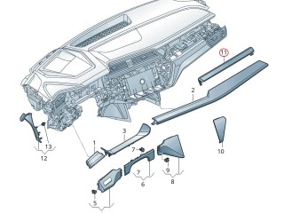 Декоративная накладка центральной панели (Торпедо), ориг. номер 4KL.857.186, Audi e-tron 2018-2023