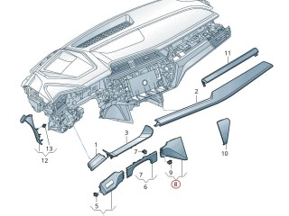 Декоративная накладка центральной панели (Торпедо), ориг. номер 4KL857967, Audi e-tron 2018-2023