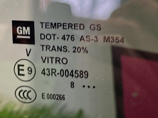 стекло двери задней левой, ориг. номер 43R-004589, GMC Terrain 2 поколение 2017-2021