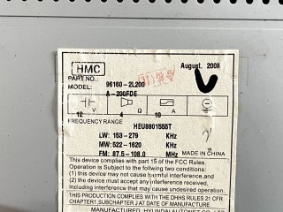 Магнитола, ориг. номер 96160-2L200, Hyundai i30 FD 2007-2010