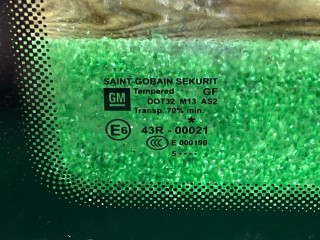 Стекло кузовное боковое левое, ориг. номер 43R00021, DOT32M13AS2, E000190, 1312393, 13123933, Opel Zafira 2003-2006