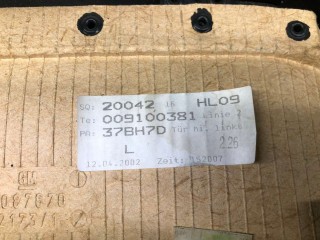 Обшивка двери задней левой (дверная карта), ориг. номер 90580201, 009100381, Opel Zafira 1999-2003