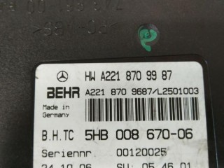 Блок управления печки/климат-контроля, ориг. номер A2218709987, MERCEDES-BENZ S-CLASS W221 09/2005 - 12/2013