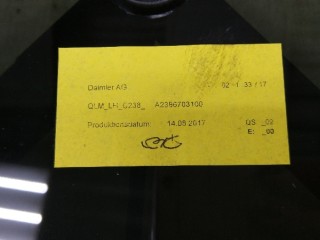 Стекло двери задней левой, ориг. номер A2386703100, MERCEDES-BENZ E-CLASS купе C238 12/2016 -