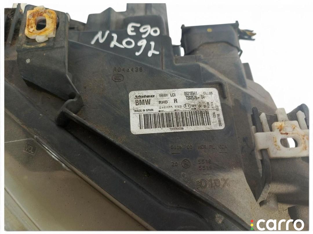 63117202576, 7202576, 89318941 Фара галоген правая BMW 3 E90/E91 [рестайлинг] 2010г. - фото №7
