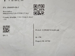 пиропатрон основной батареи, ориг. номер 1064689-00, 1095158-00, 1098154-00, Tesla Model Y 2020-2026