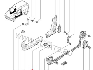 Обшивка порога левая, ориг. номер 8200154220, Renault Kangoo KC 1997-2003