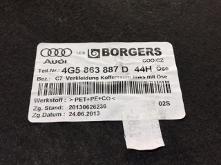 Обивка багажника левая, ориг. номер 4G5863887D, Audi A6 C7 2011-2014