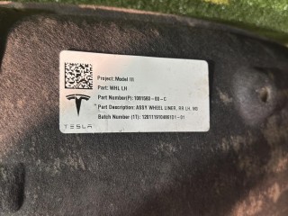 Защита арок (подкрылок) задний левый, ориг. номер 108158300, Tesla Model 3 2017-2021