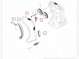 Цепь ГРМ комплект, ориг. номер 6640500111, 6641810159, 6659970194, ZAPCHAST, 6649970194, 6640502416, 6650500516, ANALOG, 77B0132K, 6650502416, 6640501116, TK-0193, 77B0132FK, SsangYong Kyron 2005-2007