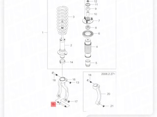 Болт нижний вилки амортизатора, ориг. номер ORIGINAL, ZAPCHAST, 4433008001, 4433008000, SsangYong Rexton 1 2001-2003