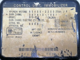 блок иммобилайзера, ориг. номер 347810-1001, 95400-22002, Hyundai Accent 1 поколение [рестайлинг] 1997-2000