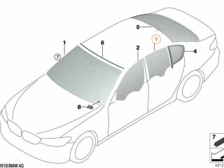 стекло двери задней левой, ориг. номер 51377375189, 7375189, BMW 5 G30/G31 2016-2020