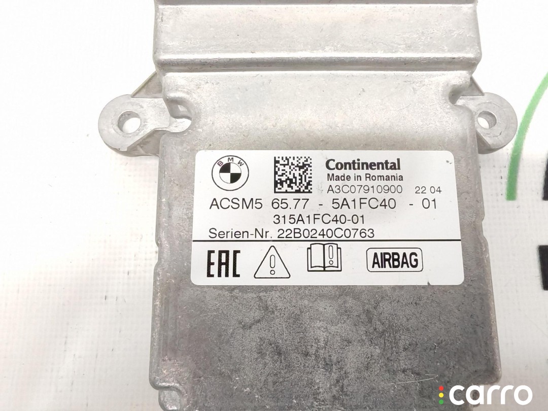 65775A19AC1, 5A656B5, 65775A656B5, 65775A9CF41, 5A9CF41, 65775B4AF46, 5B4AF46, 65775A1FC40, 5A1FC40, 5A19AC1 блок управления подушками безопасности BMW 5 G30/G31 [рестайлинг] 2022г. - фото №2