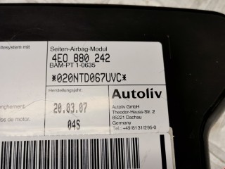 Подушка безопасности боковая (в сиденье), ориг. номер 4E0880242, Audi A8 2005-2007