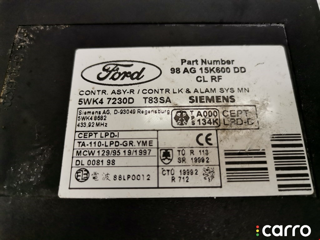 98AG15K600DB, 5WK47230D Блок комфорта Ford Focus 2000г. - фото №3