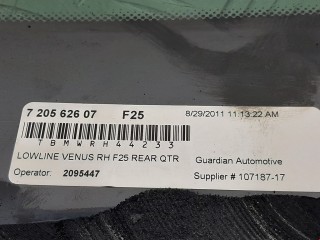 Стекло кузовное боковое правое, ориг. номер 51377205630, BMW X3 F25 2010-2014