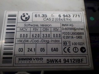 Блок управления CAS, ориг. номер 61356943771, 5WK49412IBF, BMW 1 E87/E81/E82/E88 2004-2007