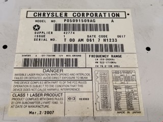 Магнитола, ориг. номер P05091509AG, 05091509AH, Jeep Compass 2006-2010