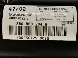 Подушка безопасности пассажира, ориг. номер 3B0880204G, 3B0880204, Skoda Superb 2001-2006
