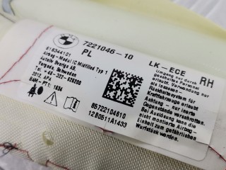 Подушка безопасности боковая (шторка), ориг. номер 7221046, 72127221046, BMW 3 F30/F31/GT F34 2011-2016