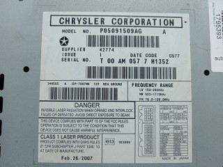 Магнитола, ориг. номер P05091509AG, 05091509AH, Jeep Patriot 2006-2010