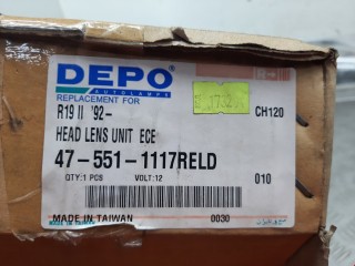 Стекло фары правой, ориг. номер 475511117RELD, Renault 19 1992-2000