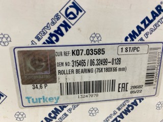 Подшипник дифференциала, ориг. номер K0703585, 98170020, 7220688100, 543562, 130276, 116041, Z543562, 315465, F15048, 2852009, S2852009, 722068810, 06324990132, VKT8776, 530276, 103325, 81934200181, 06324990128, 70772, 8440210SX, BK7708776, HDT030, SK761002001, 98170422, F15048FAG543562, 021259, 116041OEM, 98170413, 198170020K, Scania