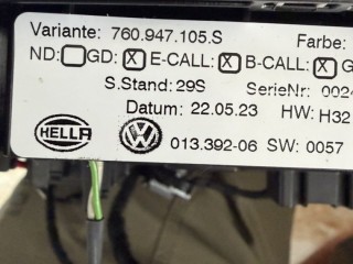 Плафон подсветки салона, ориг. номер 760947105S, Volkswagen Touareg 2018-2023