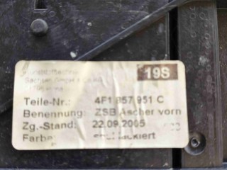 Пепельница, ориг. номер 4F1857951, Audi A6 C6 2004-2008