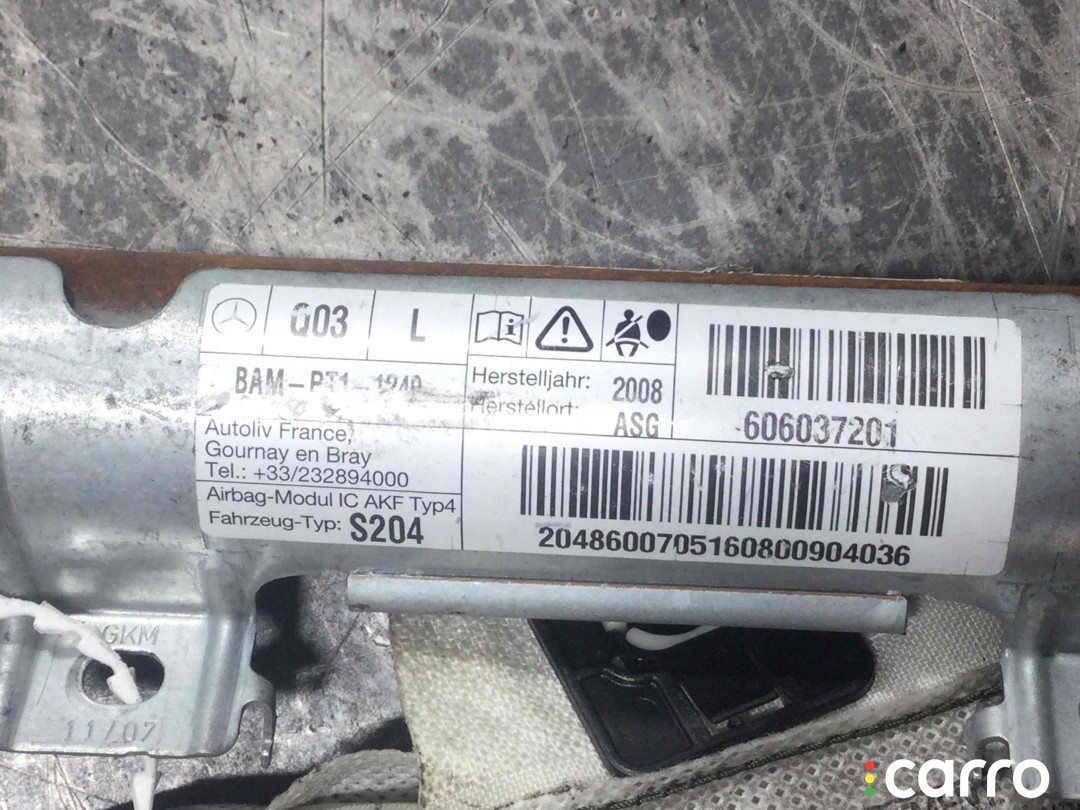 Подушка безопасности боковая (шторка) Mercedes C-klasse 2007-2011, 606037201, фото 4